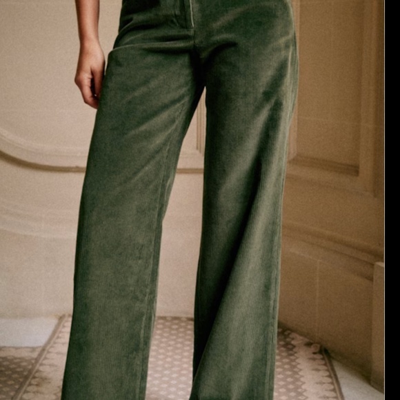 Matheo Trousers Sézane velvet green size 42/ US 10 new with tag - Picture 2 of 2